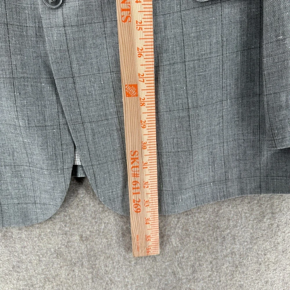 Jos. A. Bank Mens Sports Coat Linen‎ Wool Blazer Jacket Size 44L Grey Windowpane